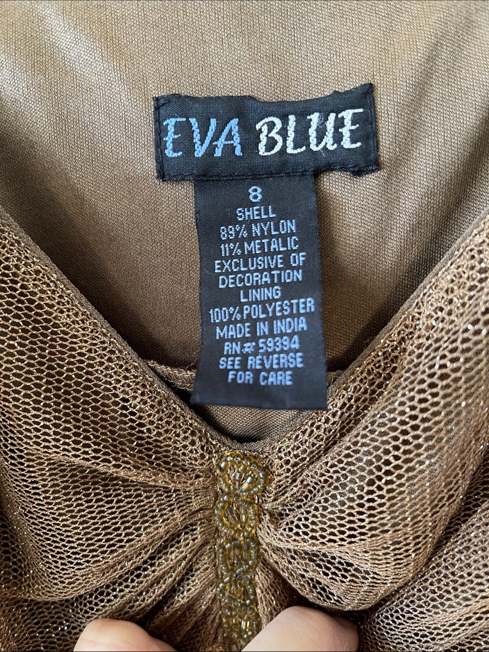 Y2K Brown Shimmer Lurex Metallic A-Line Dress - Picture 6 of 14
